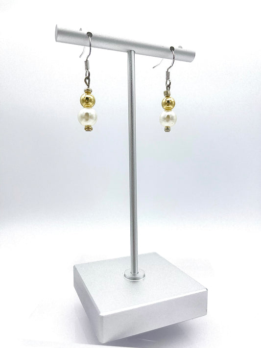 Simple Silver Gold And Pearl Dangle