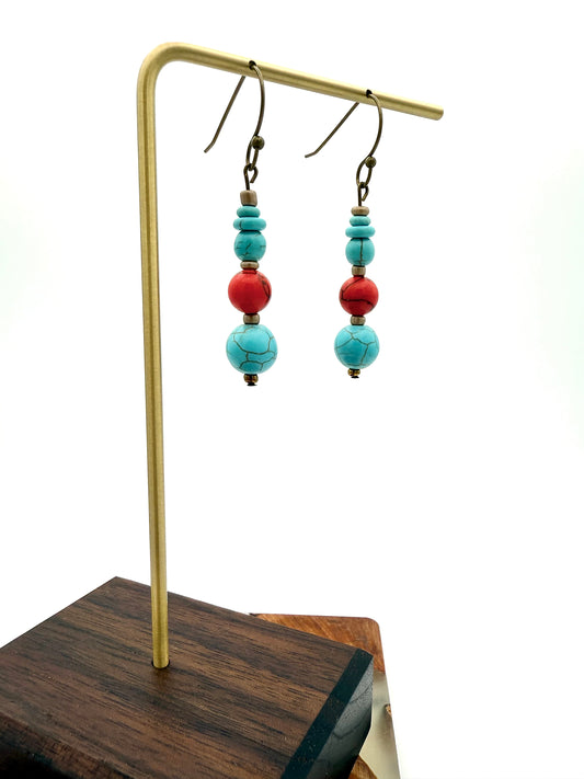 Turquoise And Red Dangles