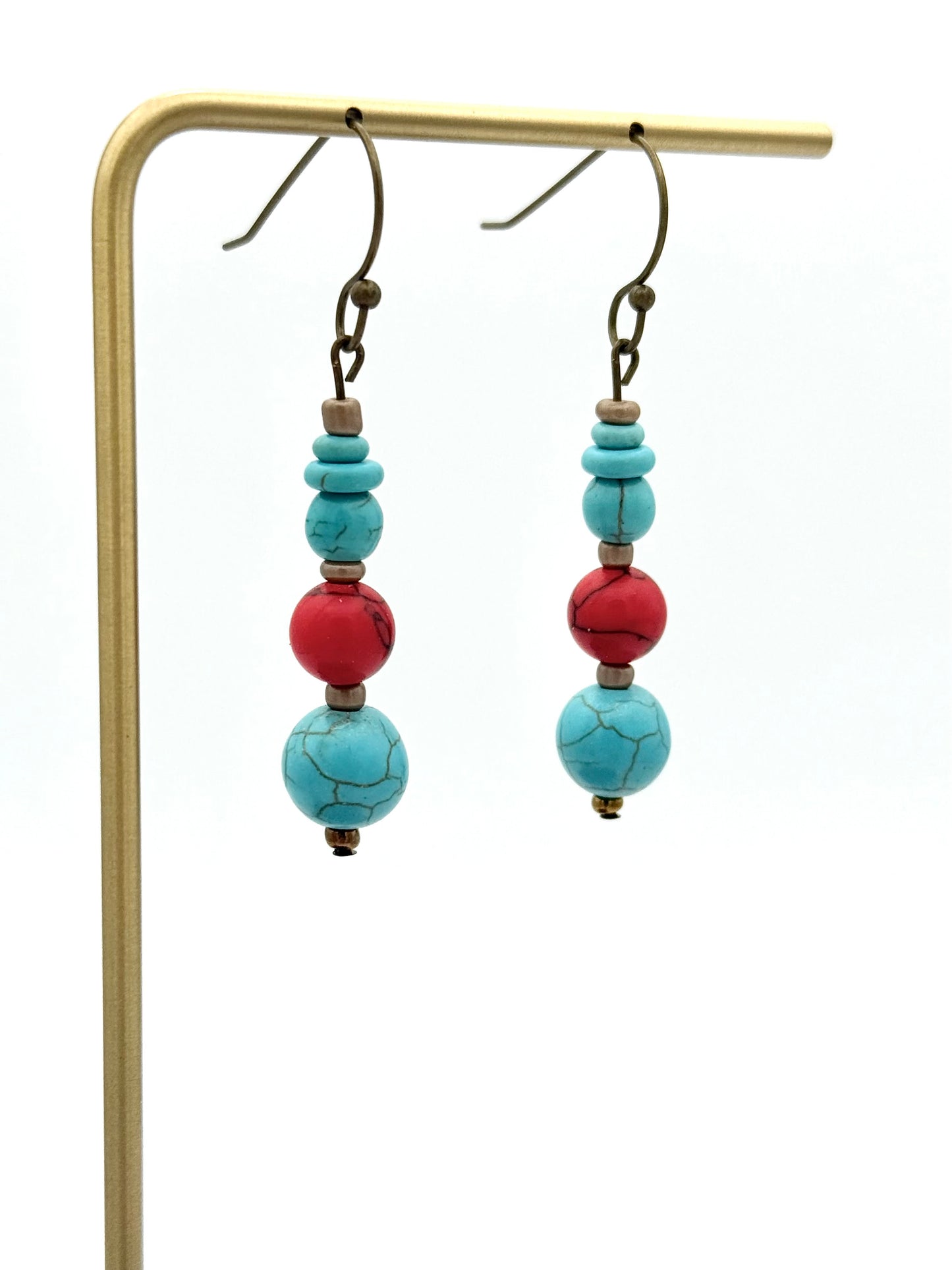 Turquoise And Red Dangles