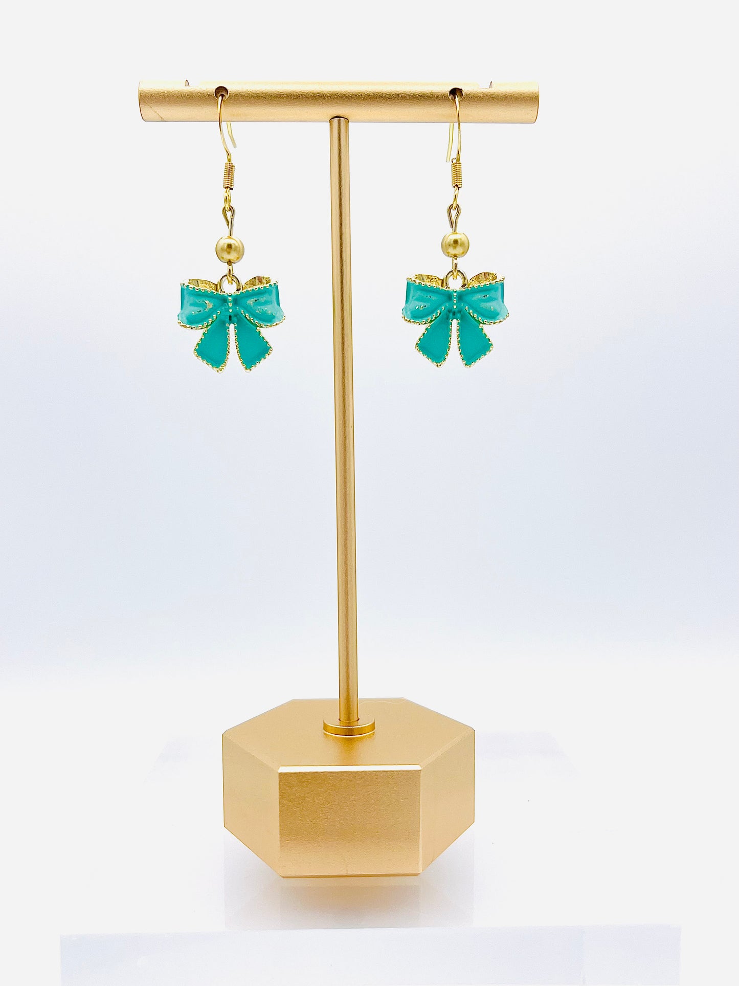 Gold Bead and Turquoise Bows