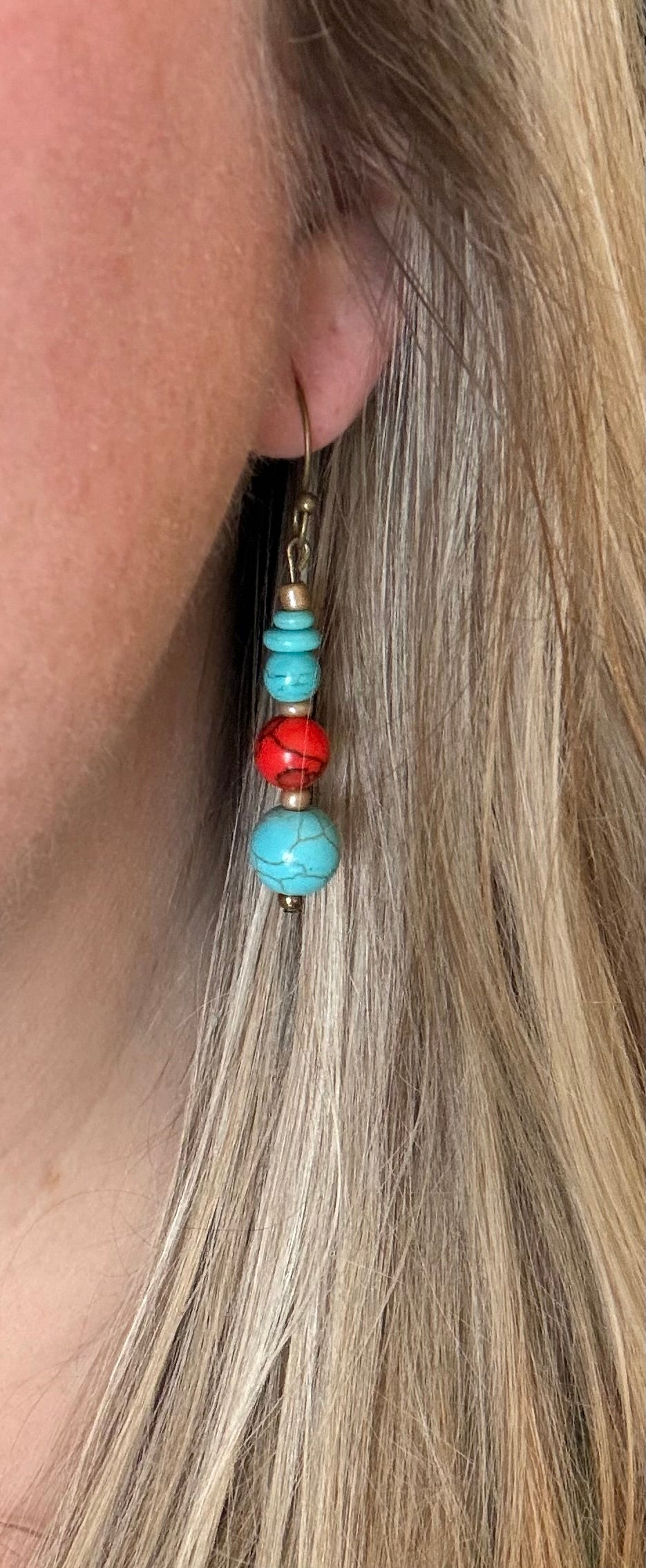 Turquoise And Red Dangles