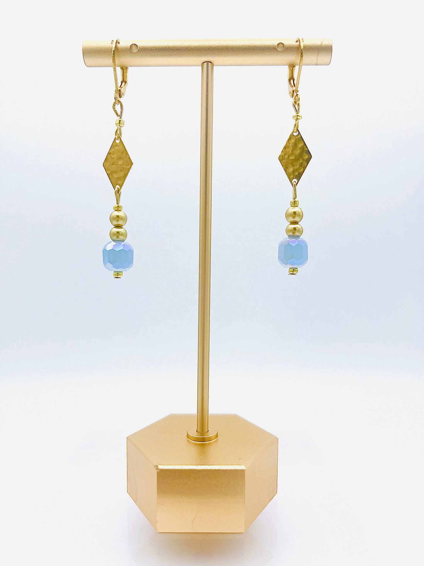 Gold And Iridescent Blue Dangle